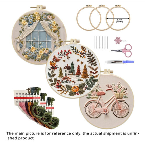 3 Beginner Embroidery Kits, DIY - Kit for Adults 2