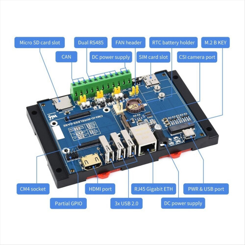 CM4-uitbreidingsmodule + SIM7600G 4G-module, complete kit, EU-stekker 2