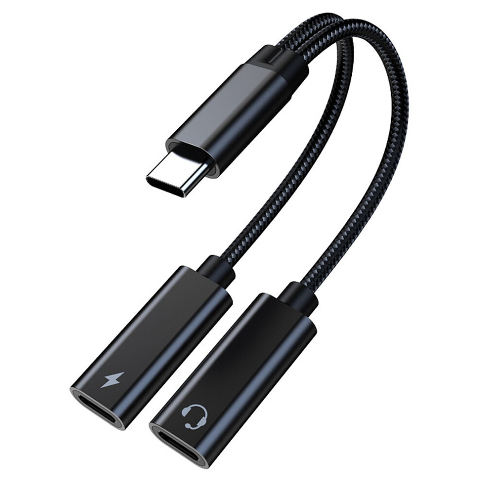 Usb C Splitter, Dual Headphone And Charger Adapter Black 4852178857865