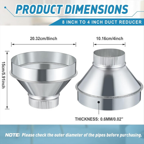 8 Inch to 4 Duct Reducer Increaser 2