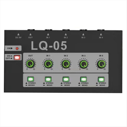 -05 4-Channel Microphone Mixer Mini Amplifier Audio Input EU Plug