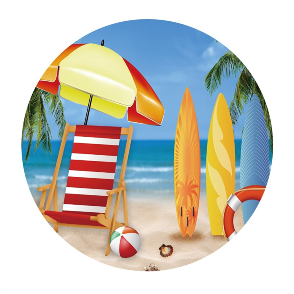 100Cm Diameter Hawaiian Skateboarding Beach Party Background Cloth, C 4852178885035