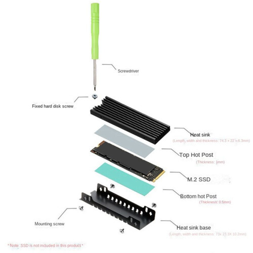 M.2 2280 NVMe Heatsink SSD Koelpad Rood 2