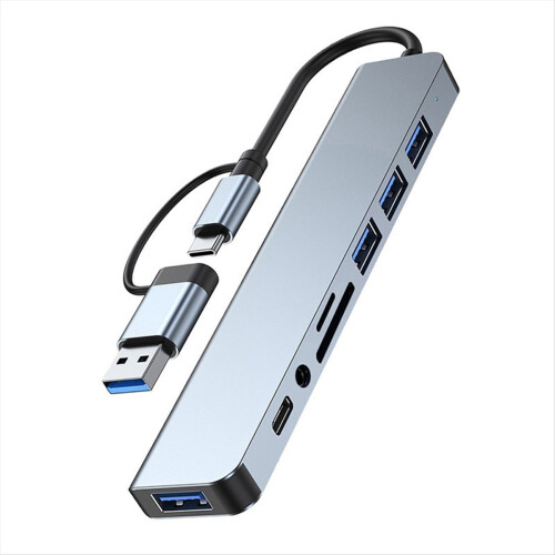8-in-2 USB +Type C HUB-dockingstation met 3,5 mm audio-aansluitingadapter 1