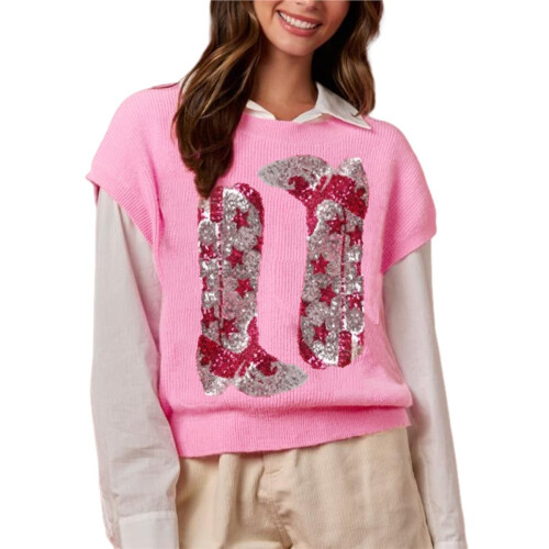 Women's Sweater Vest Pink (Boots) L 2
