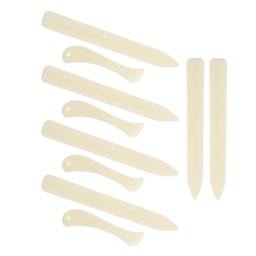 1Set Beige Plastic Bone Folder Paper Creaser Scoring Tool for Crafting