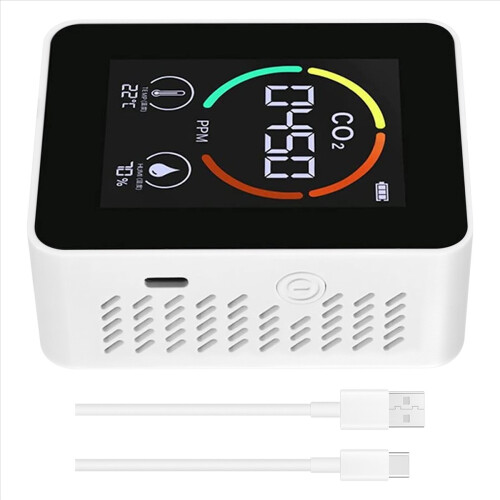 Temperatuur- en vochtigheidsmeter, luchtkwaliteitsmonitor, CO2-detector, A 2
