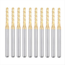 10PCS Titanium Coat Carbide For PCB Machine, 1/8 Inch Shank 2Mm
