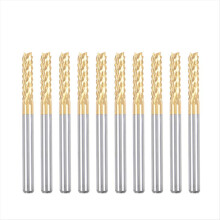 10PCS Titanium Coat Carbide For PCB Machine, 1/8 Inch Shank 3Mm