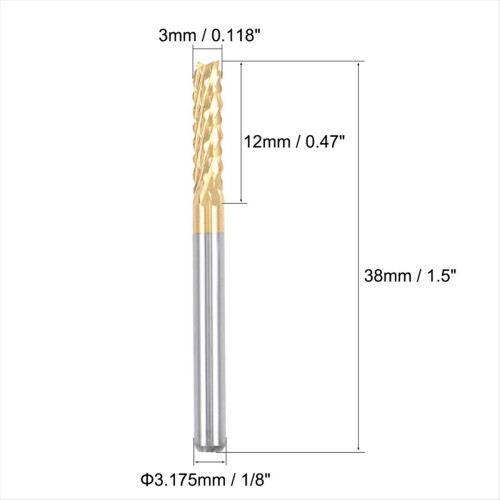 10PCS Titanium Coat Carbide For PCB Machine, 1/8 Inch Shank 3Mm 2