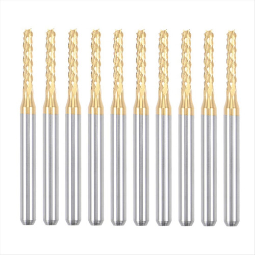 10PCS Titanium Coat Carbide For PCB Machine, 1/8 Inch Shank 2Mm 1