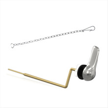 Toilet Handle Brass Lever Flush Replacement Kit Chain(Side Mount)