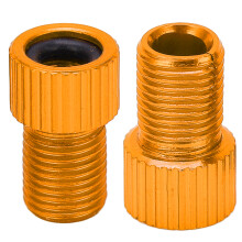 2 Stück Presta auf Schrader Fahrradventiladapter aus Aluminiumlegierung, Golden Gelb, 15x9,5 mm