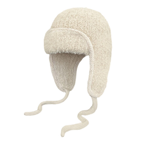 Thick Plush Lined Winter Trapper Hat With Ear Flap For-Beige