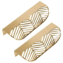 (As show, One size) Promotion Leaf Shape Drawer Handle Brass Furniture Door Pull Knob Cabinet Cupboard Door Handle (2PCS)