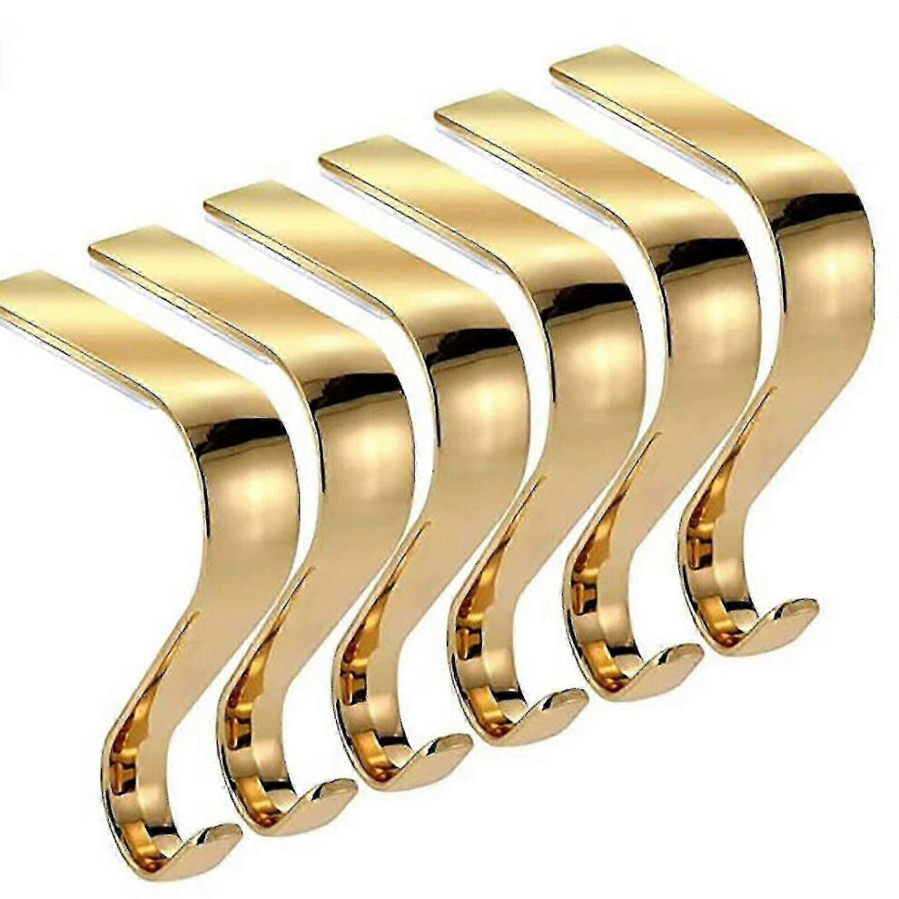 Kikidex (As Show, One Size) Christmas Stocking Holders-Metal Mantel Fireplace Garland Stockings Hangers-Set(Gold)(6Pcs) Gold