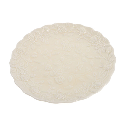 White Round Ceramic Cake Plate Decorative Appetizer Serving Tray