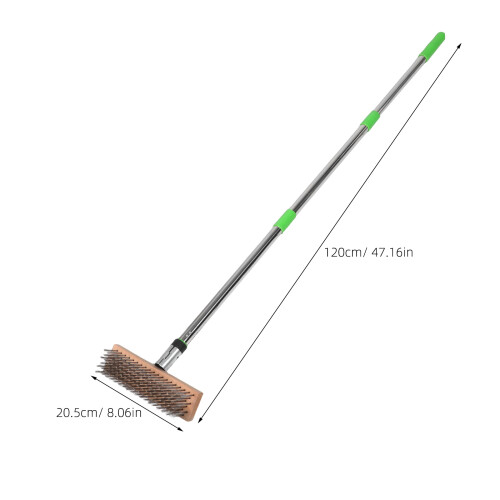 Silver Stainless Steel Wire Brush Pool Scrubber with Long Handle 1