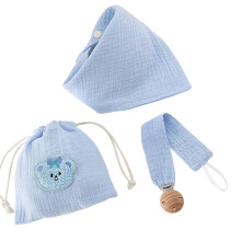 3 stks/set natuurlijk katoen pasgeboren slabbetje-Blauw