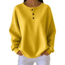 Women's fitness sweater, long-sleeved, casual top with-Yellow S