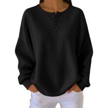 Women's fitness sweater, long-sleeved, casual top-Black XXXXL