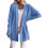 Women's Long Knitted Solid Color Cardigan-lake blue M 1