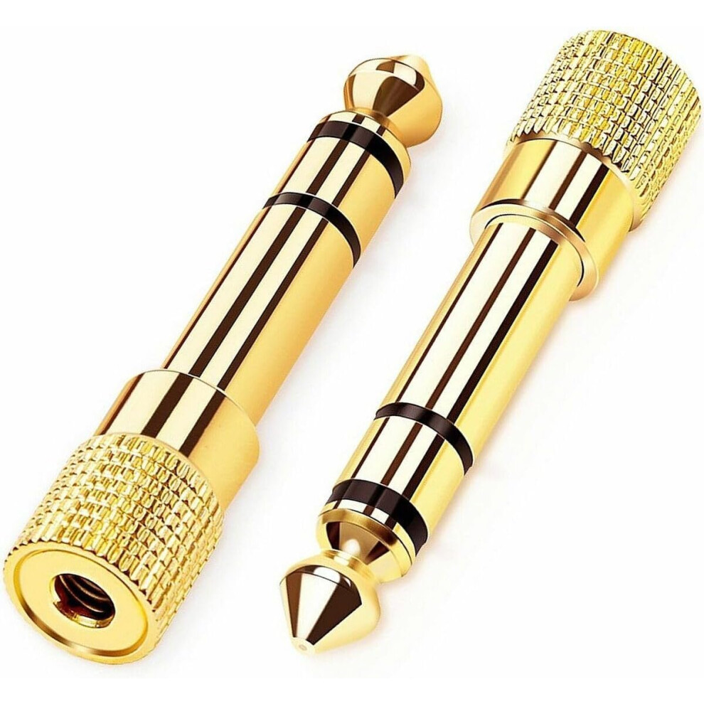 Headphone Adapter 2 Pack 3.5mm Female to 6.35mm Male Gold Plated Stereo Jack Converter Keyboard, Mixer, Amplifier, DAC-image-OPC-PMQRZZS-NEW