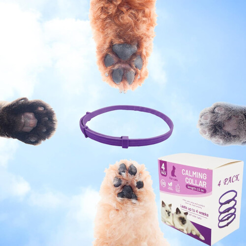 Adjustable Cat Calming Collar Cat Pheromones Kit Relaxation Collar Small Medium Large Cats 4-Piece Set 1