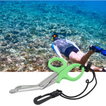 Stainless Steel Dive Shears with Lanyard and Buckle, Green