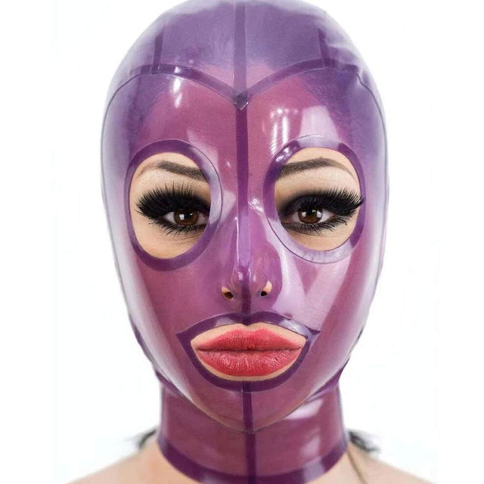 Latex Hood Rubber Full Face Mask For Men, Handmade Bondage Fetish BDSM Headwear, 68cm L-68CM