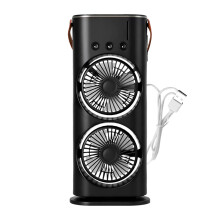 (Schwarzer USB) Doppel Motor Wiederaufladbare Luftbefeuchter Mit LED Licht Spray Fan