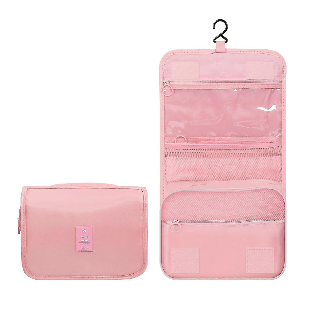 Kikidex (As Show, One Size) Hanging Travel Toiletry Bag Multifunction Cosmetic Bag Portable Make Up Pouch Waterproof Organizer For Women And Girls (Pink) Pink