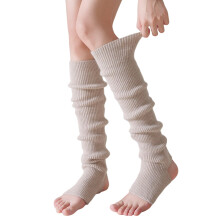 Gerippt gestrickt, gestreift über dem Knie, ohne Fuß,-Aprikose