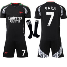 (16) Tenue de sport noire pour enfant/adulte, maillot extérieur d'Arsenal, chaussettes incluses, n