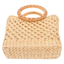 Beige Strohtasche Damen Handgefertigt Atmungsaktive Handtasche