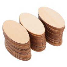 60Stk Ovale Holzstücke Lindenholz Beige Für DIY