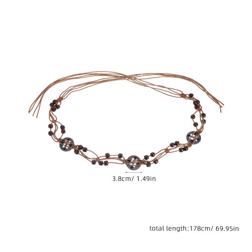 Boho Taillengürtel Baumwollseil Mit Holzperlen 1