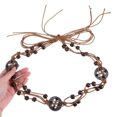 Boho Taillengürtel Baumwollseil Mit Holzperlen 2