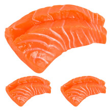 3Stk Realistische Lachsscheiben Deko Modell Aus Langlebigem PVC Orange