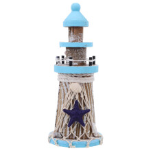 Mediterrane Holz Lampenturm Mehrfarbig Nautisch Tischfigur