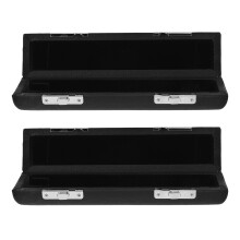 2Stk Piccolo Etui Hartschale Schwarz PU Leder Weiches Futter 16 Löcher