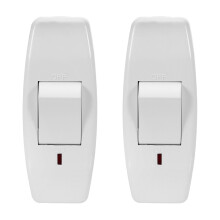 2Stk Praktischer Inline-Lampenschalter Mit LED-Anzeige Weiß
