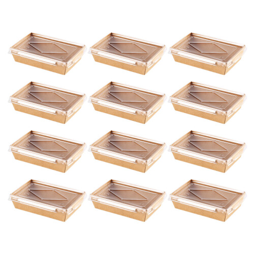 20Ensembles Boîtes Repas Jetables Khaki Pet+papier Packaging Portable 2