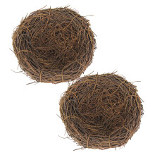 2Pcs Rustic Coffee Rattan Bird Nest Decor for Garden and Home