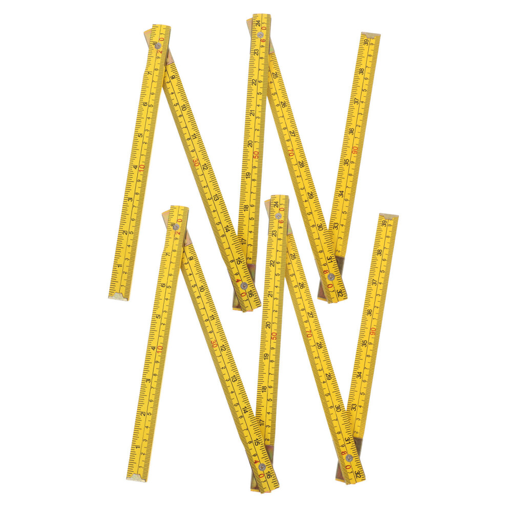 2Pcs Yellow Birch Wood Foldable Ruler Dual Sided Metric Measuring Tool 3442069153070