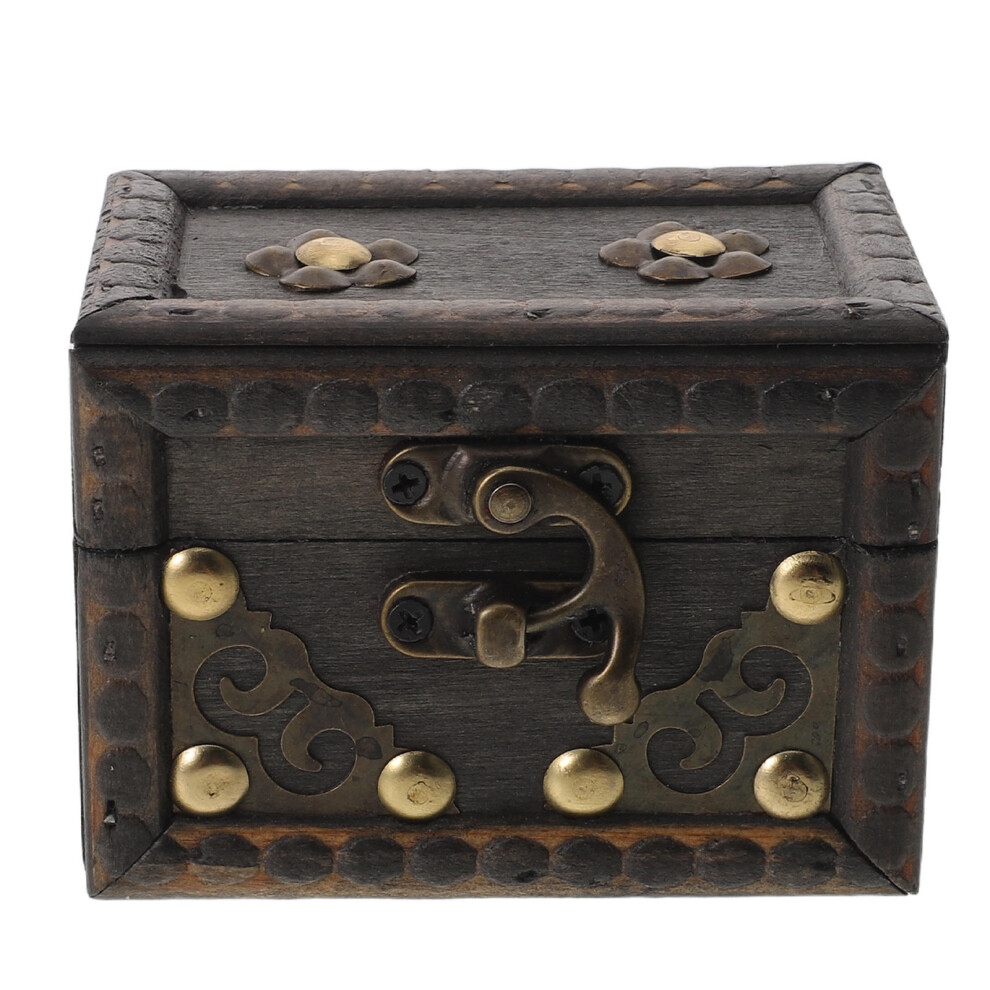 Handcrafted Wood Treasure Chest Dark Brown Jewelry Storage Box-image-OPC-PMQSPJ5-NEW