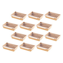 20Ensembles Boîtes Alimentaires Jetables Pet+papier Durable Khaki