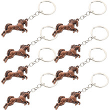 8Pcs Durable Golden Alloy Horse Bag Charms Racing Animal Keychains