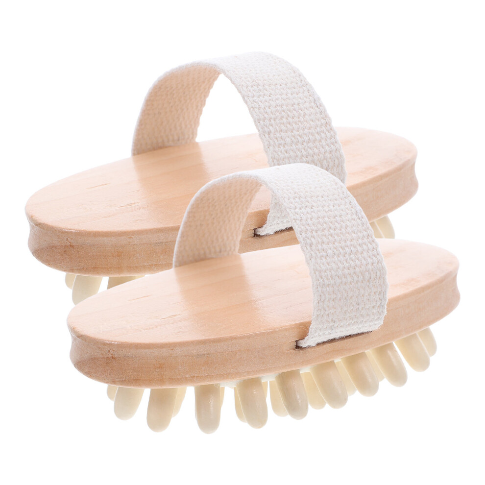 Iplusmile 2Pcs Beige Scalp Shampoo Brush Wooden Hair Scrubber For