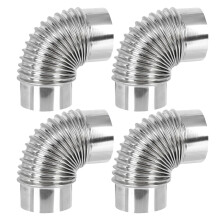 4Pcs Stainless Steel Chimney Pipe Elbow for Home Heater Exhaust Silver